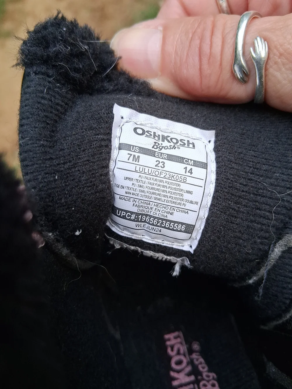 OshKosh B'gosh Child Shiny Pleather Black & Pink Boots Size 7M
